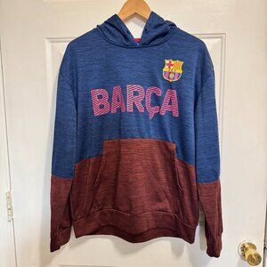FC Barcelona Men's Two-Tone Pullover Hoodie, Licensed BARÇA Fan, Size L